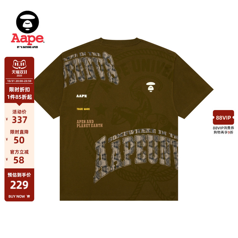 Aape男装西部牛仔猿人短袖T恤