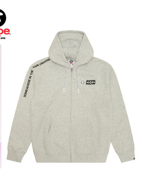 Aape旗舰男装秋冬猿人徽章字母印花厚绒连帽卫衣外套B327XAN