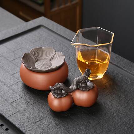 柿柿如意紫砂茶漏茶滤泡茶过滤网器创意茶隔滤茶器泡茶茶具零配件