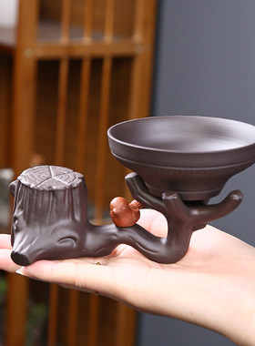 喜上眉梢紫砂茶漏茶滤盖置茶托