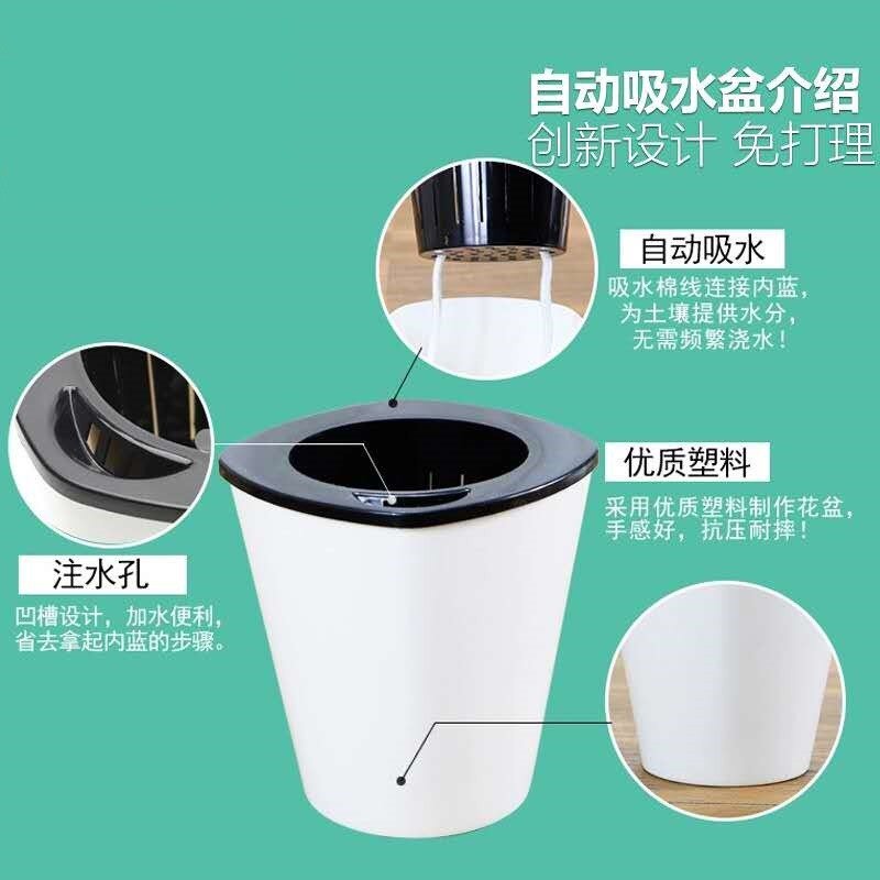 欧林泽不含绿植方形塑料懒人盆吸水式吸水盆花卉绿萝红掌绿植花盆