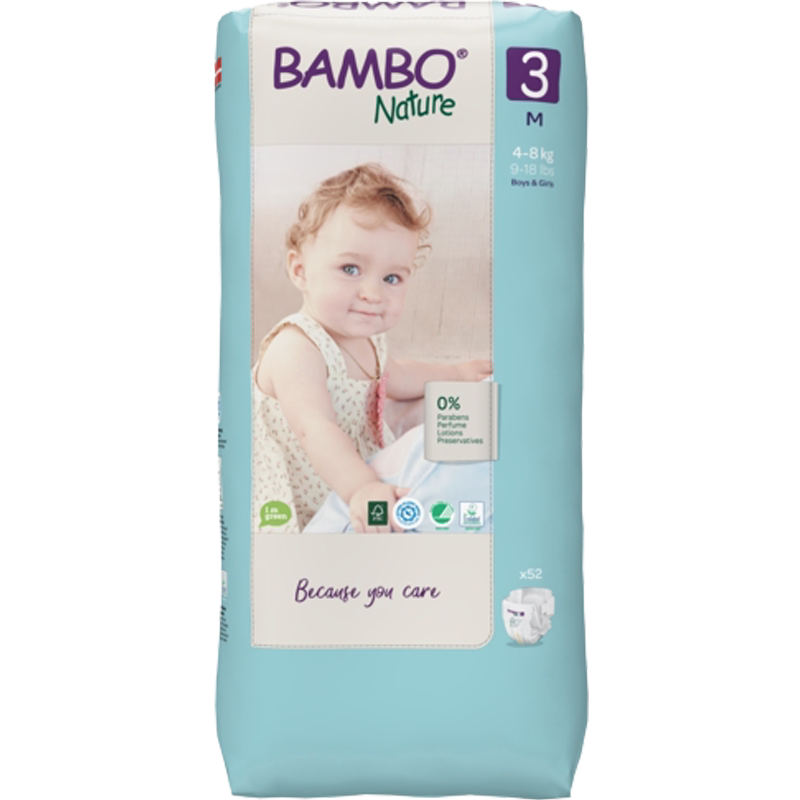 【欧洲进口】BAMBO班博自然3号婴儿纸尿裤尿不湿干爽透气宝宝52片