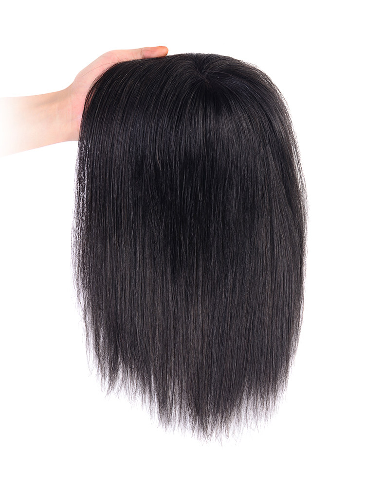 定制齐斜刘海假发片真发遮白发盖头顶补发片女透气夏季增发量蓬松