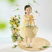 道具 女孩鹅黄连衣裙影楼女童艺术照拍照服装 影楼新款 儿童摄影服装