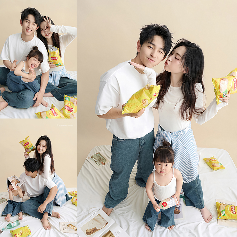 亲子装一家三口摄影服装