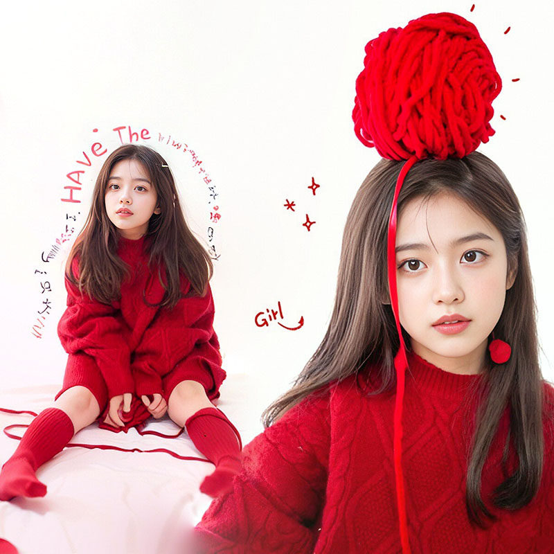 儿童摄影主题服装2024年新款女孩艺术照毛衣影楼拍照拍摄造型服饰