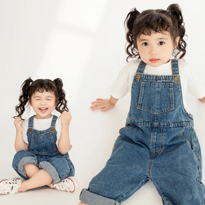 2023儿童摄影服装影楼主题模卡拍摄背带裤时尚女童模特走秀潮服饰