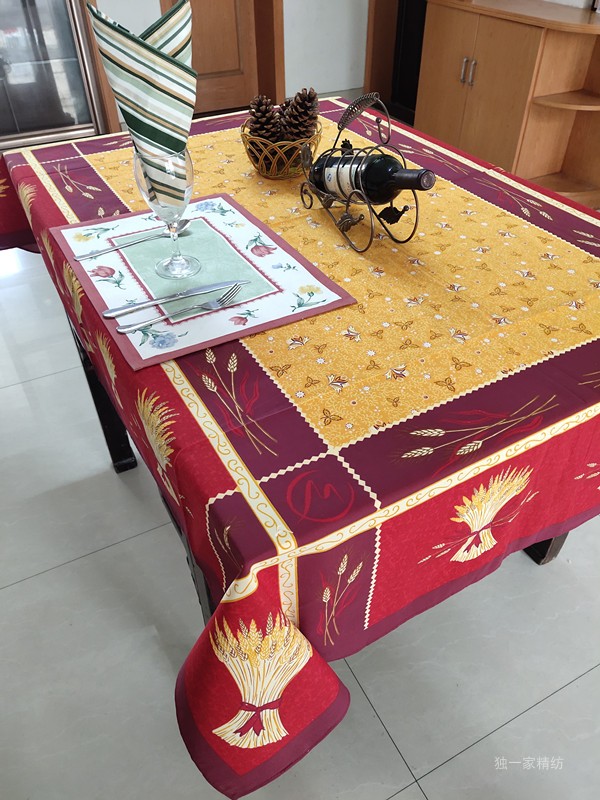 外贸北欧桌布丰收麦穗餐桌布艺长方台布家用田园装饰印花茶几盖布