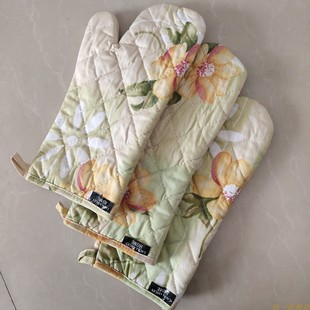 LAURA ASHLEY烤箱防护手套外贸英伦烘焙隔热套子野餐烧烤印花手套