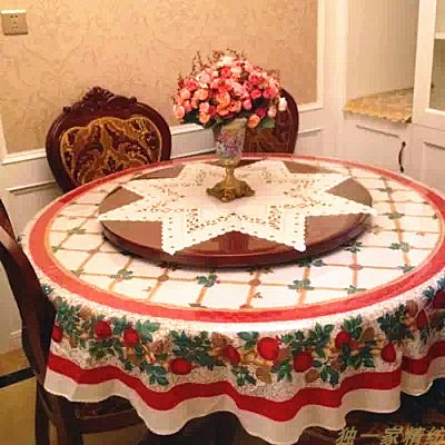圣诞节喜庆欧式圆形餐布餐桌台布