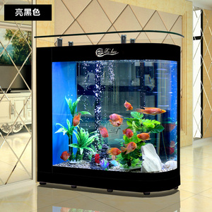 直角一边弯鱼缸玻璃客厅家用水族箱中型大型定制鱼缸屏风带造景缸