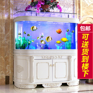 双弧圆型生态鱼缸玻璃客厅家用中型大型创意水族箱懒人免换水定制