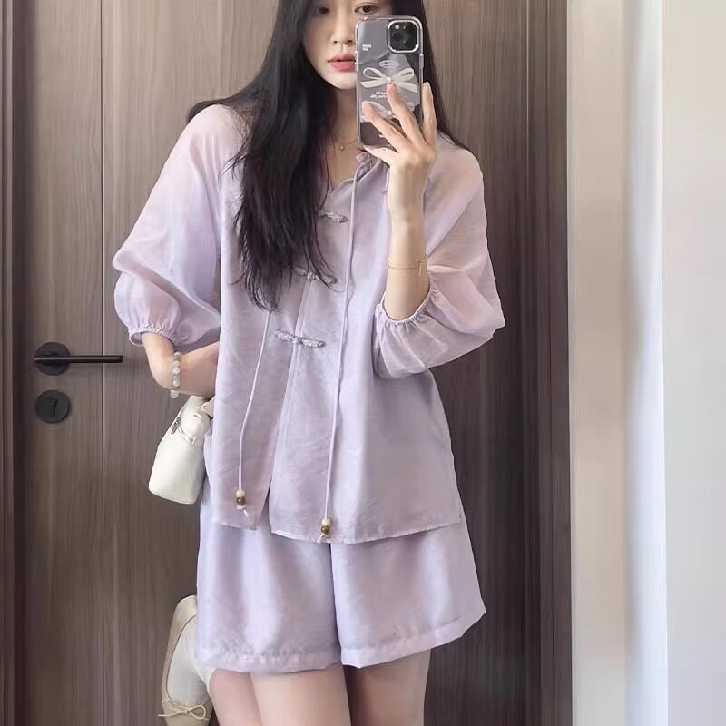 新中式休闲套装女夏季短袖短裤潮