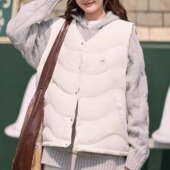 日系纯色波浪形印花羽绒马甲女轻盈百搭款 shake9原野空间冬季 新款