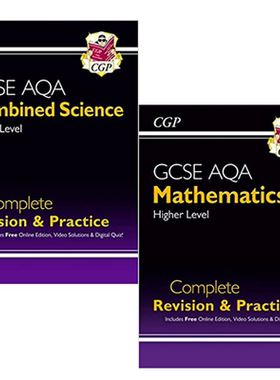 英国CGP原版 AQA考试局 GCSE Complete Revision & Practice Higher Maths & Combined Science 英文原版含在线资源答案视频