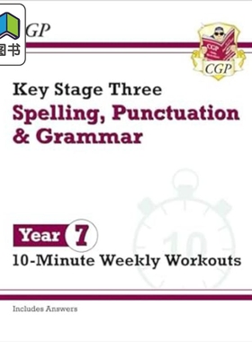 英国CGP原版  New KS3 Year 7 Spelling Punctuation and Grammar 10 Minute Weekly Workouts 大音