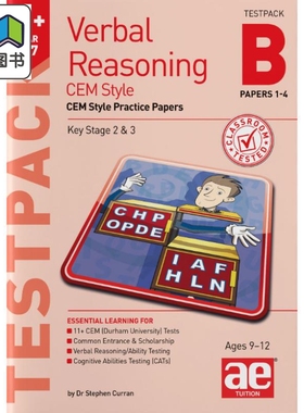 11+言语推理五年级CEM考试测试套装B练习试卷1-4 Verbal Reasoning Year 5-7 CEM Testpack B Practice Papers1-4 大音