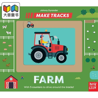 Make Tracks Farm 农场轨道 低幼儿童纸板书 机关书 亲子互动游戏书 含可滑动计数器 早教启蒙绘本 英文原版2-5岁