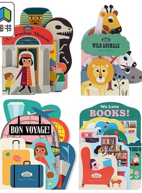 Bookscape Board Books 异形书4册套装 英文原版纸板书 博物馆Museum Bon Voyage Love Books 动物Wild Animals  大音