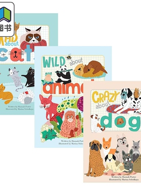 英文原版翻翻小百科3册 儿童知识科普纸板书 狗Crazy about Dogs 猫Mad about Cats 动物Wild About Animals 大音