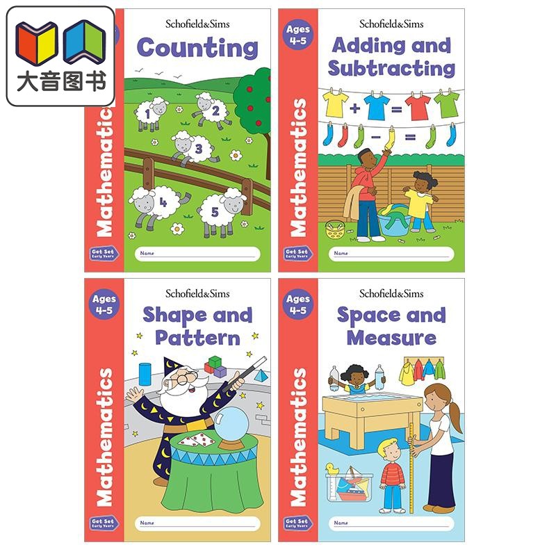 英国S&S教辅 Get Set Mathematics 幼小衔接数学4册英文原版 进口图书 学龄前启蒙练习 3岁及以上 数字计数加减法 大音