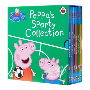 Peppa's Sporty Stories 小猪佩奇6册盒装纸板书翻翻书  粉红猪 佩奇做运动 学游泳 足球 滑冰 瑜伽 英文原版进口 2-6岁 启蒙