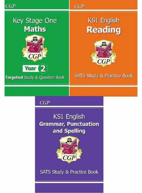 英国原版CGP教辅 KS1 Study & Practice Book Maths English SATS Grammar Punctuation Reading Spelling Study 英文原版数学英语