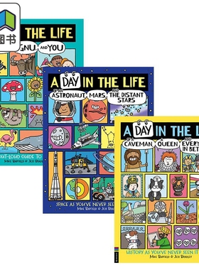 地球上的爆笑生活历史英文原版 幽默科普绘本3册套装 Mike Barfield A Day in the Life of 儿童知识图画书 大音