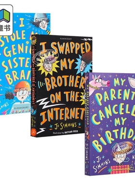 奇思妙想一家人1-3册 平装 英文原版 My Parents Cancelled My Birthday 儿童初级章节书 插图小说 Jo Simmons Bloomsbury 7-