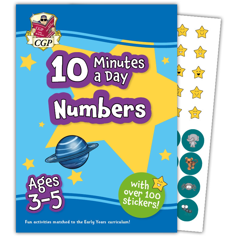 英国原版CGP教辅 New 10 Minutes a Day Numbers for 新款 3-5岁儿童每天10分钟数字练习（附奖励贴纸） 大音