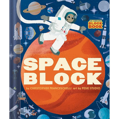 An Abrams Block Book Spaceblock 太空字母立体书 太阳系 英文原版进口图书 儿童绘本 英语启蒙翻翻页纸板图画书 大音