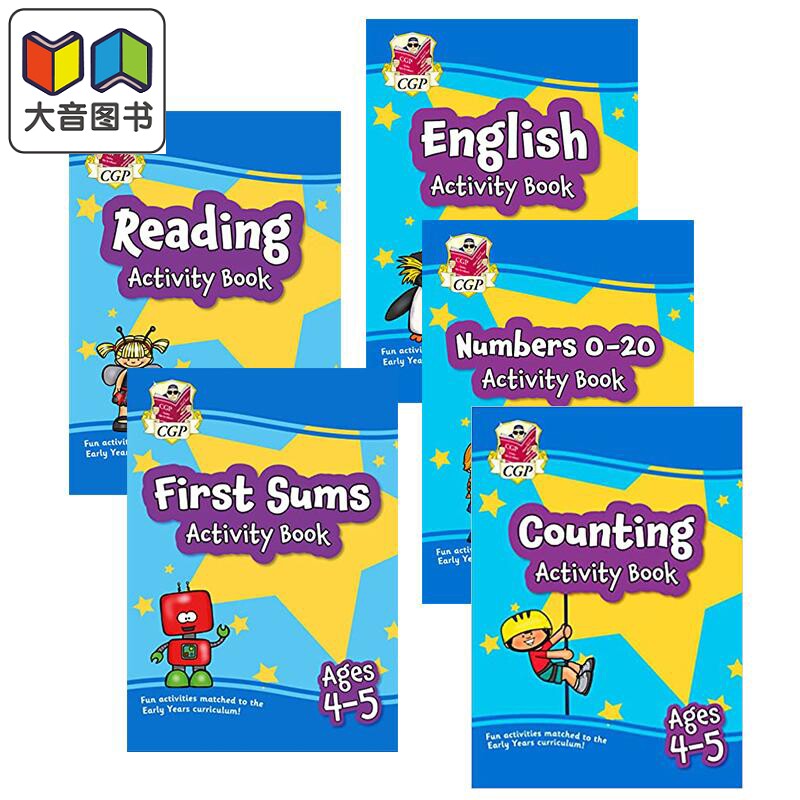 英国CGP原版 Reception Activity Book 幼儿数学 数字 数数 计算 英语 阅读 活动书套装5册 4-5岁