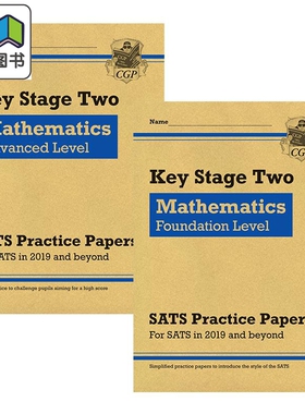 英国CGP原版 KS2 数学 SATs 有针对性的小升初考试 练习试卷 基础+提高套装2册 2022年考试适用 含答案 自学自测