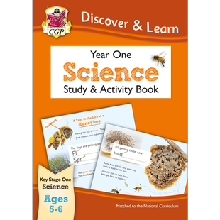 预售 英国CGP KS1 Discover & Learn: Science - Study & Activity Book, Year 1 大音