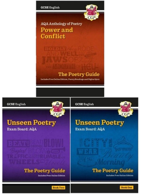 英国原版CGP教辅 AQA GCSE Grade 9-1 English Literature Unseen Poetry Guide Book 1 & 2 Power & Conflict Anthology