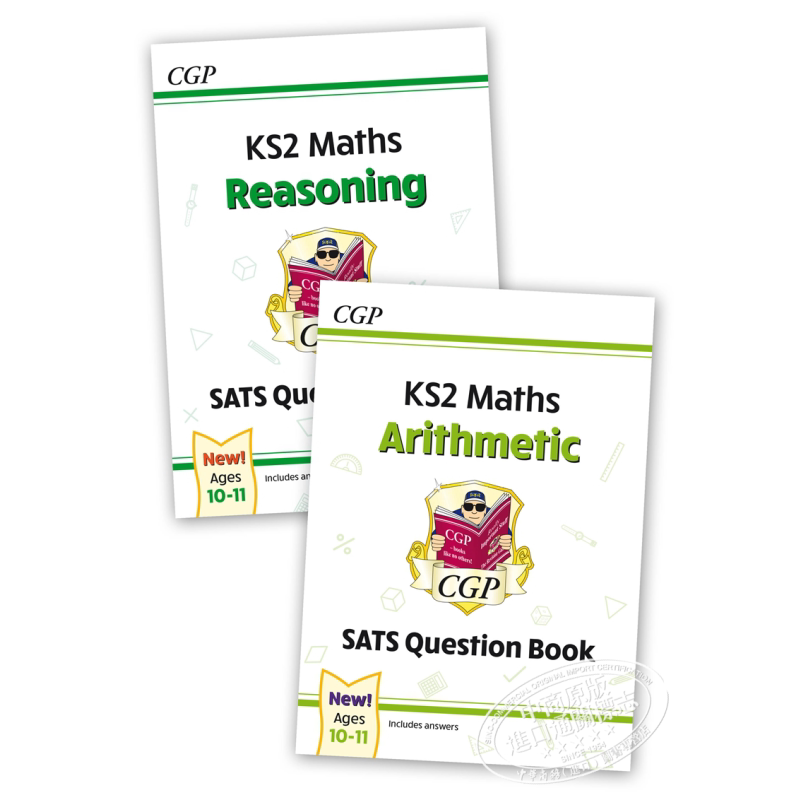 CGP KS2 Maths 数学 SAT考试S Question Books Reasoning and Arithmetic 2-book 套装 - 2022 tests (Ages 10-11) 英国进口原版书