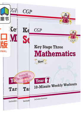 英国CGP教材 Year 7 Catch-Up Workbook KS3七年级数学科学综合教辅3册套装 学练结合 练习含答案 11-12岁