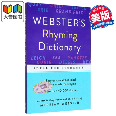 韦氏押韵词典 Webster s Rhyming Dictionary 英文原版 韦氏词典 词汇参考工具书 Merriam Webster 大音