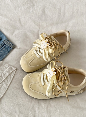 喜叔小众复古黄色德训鞋女2026新款春季平底阿甘板鞋运动休闲鞋子