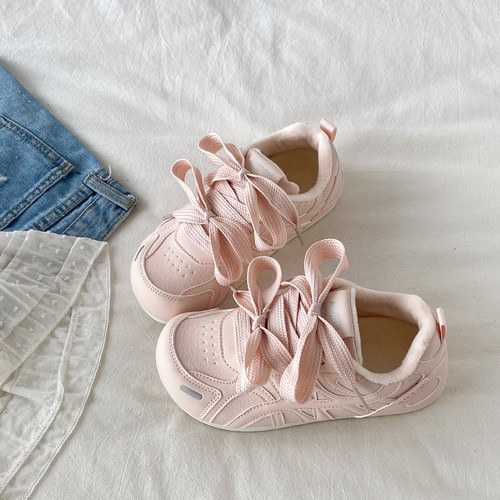 丑萌粉色加绒保暖德训鞋泡芙板鞋