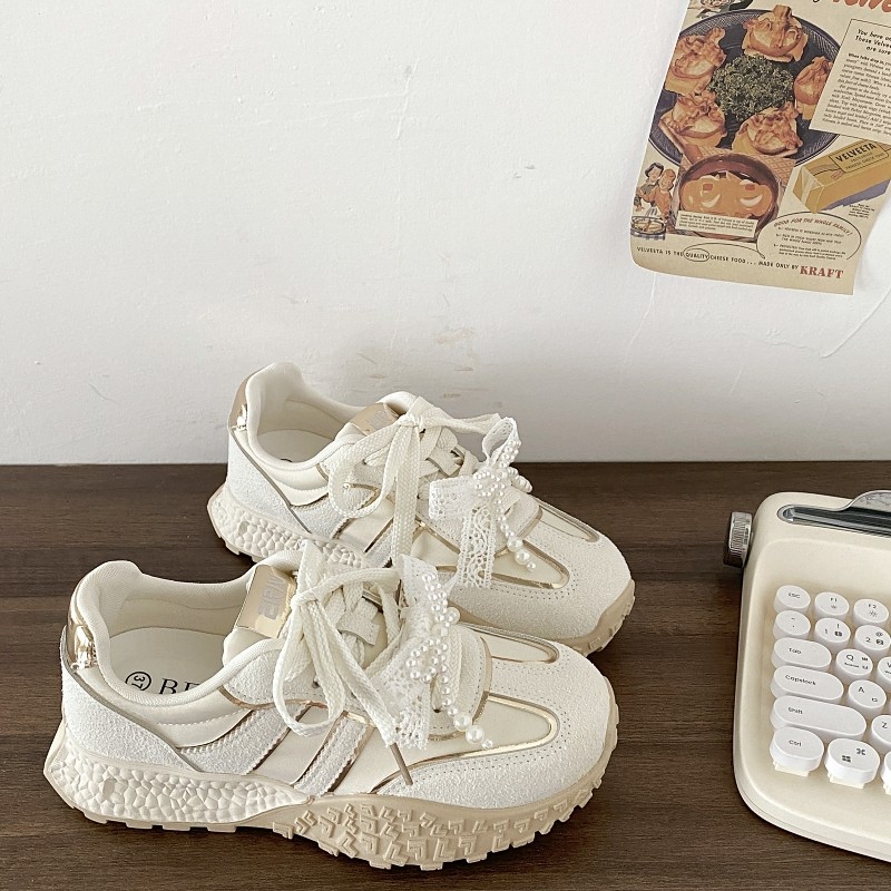 喜叔芭蕾风珍珠德训运动鞋女2025夏季新款厚底休闲老爹鞋阿甘板鞋,女鞋,时尚休闲鞋,淘宝优惠券,粉丝福利购,淘宝优惠卷