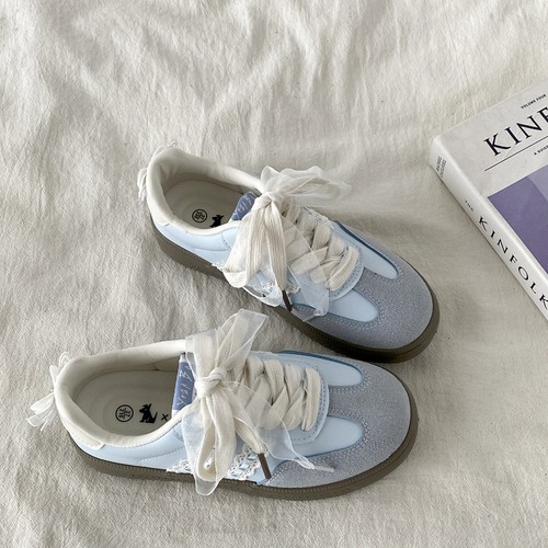 韩系小众蓝色芭蕾德训鞋休闲板鞋