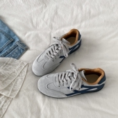 阿甘鞋 喜叔 ins潮复古薄底赛车鞋 休闲运动鞋 小众灰蓝色德训鞋 女款