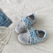 小众灰蓝色德训鞋 女款 ins潮丑萌圆头阿甘板鞋 喜叔 软底休闲运动鞋