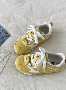 喜叔复古小众黄色阿甘鞋女2026新款春季平底德训鞋运动休闲板鞋潮