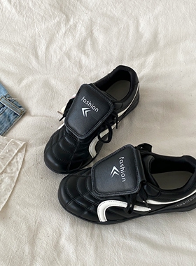 喜叔黑色小众软底赛车鞋女2026新款春季百搭德训鞋复古休闲运动鞋