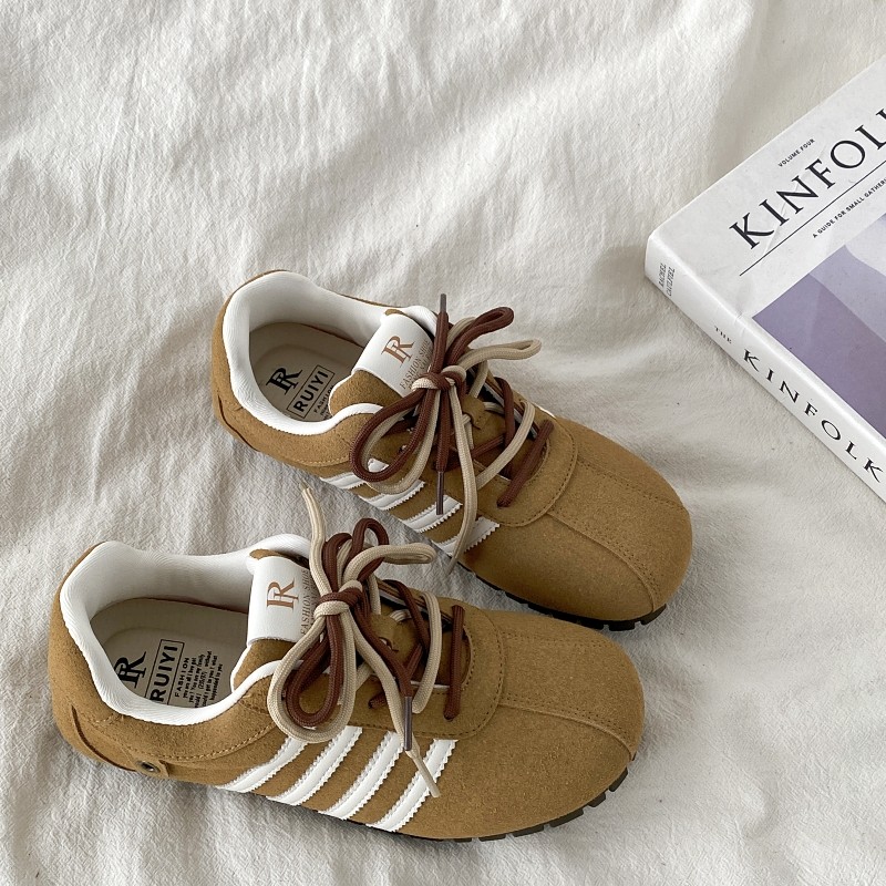 喜叔小众丑萌圆头德训板鞋女2024新款春秋百搭平底休闲运动阿甘鞋,女鞋,德训鞋,淘宝优惠券,粉丝福利购,淘宝优惠卷