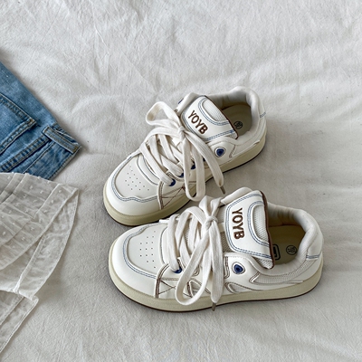 美式复古厚底小白鞋小众面包板鞋