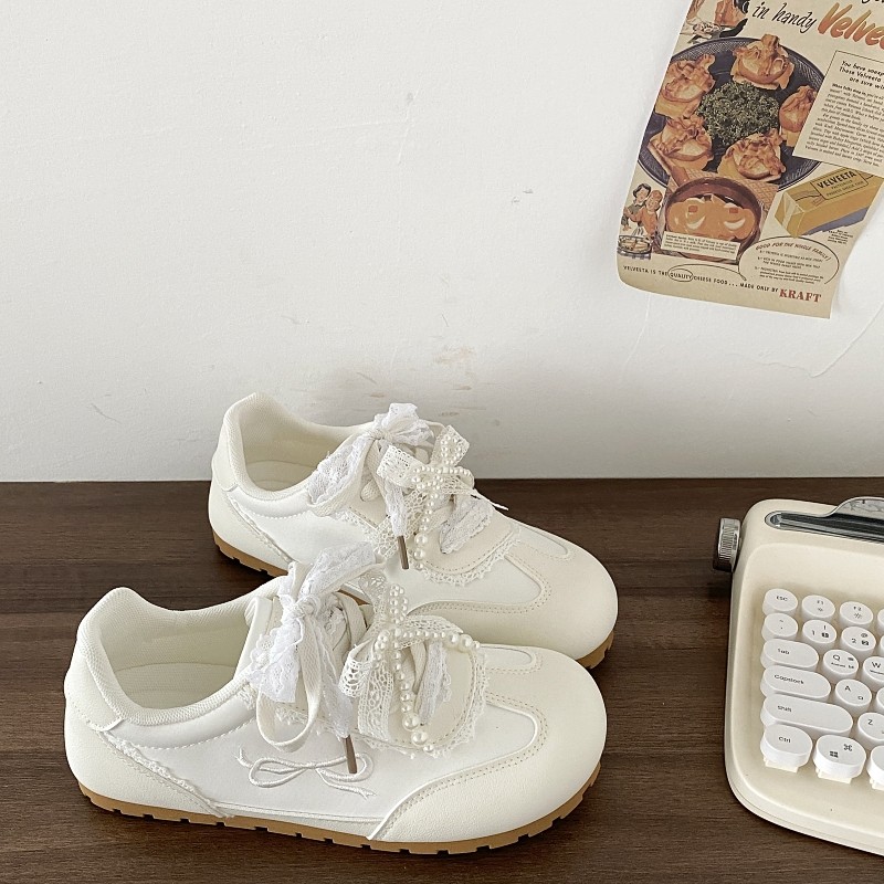 喜叔2025新款芭蕾德训鞋女爆款薄底休闲板鞋ins潮平底泡芙小白鞋,女鞋,德训鞋,淘宝优惠券,粉丝福利购,淘宝优惠卷