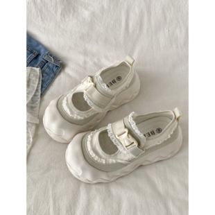 运动包头凉鞋 喜叔配裙子厚底玛丽珍小白鞋 一脚蹬泡芙板鞋 夏季 女款